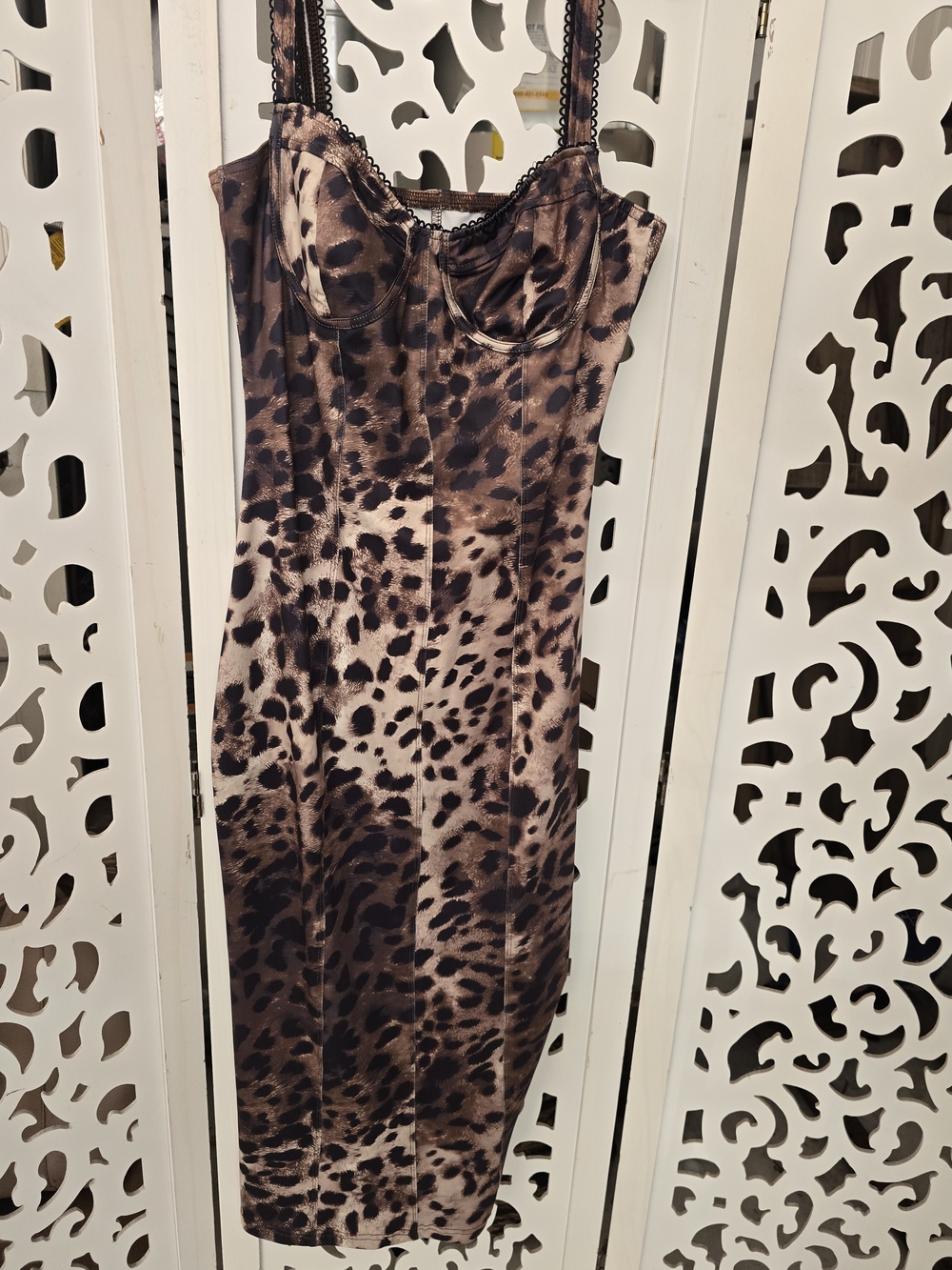 Zara Leopard-Print Maxi Slip Dress in Brown and Black